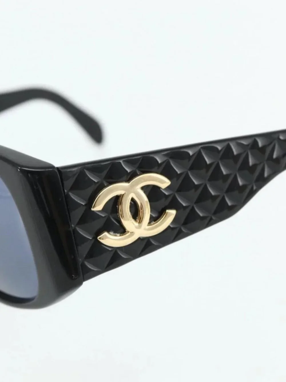 CHANEL Sunglasses plastic Black CC Auth YKZ400